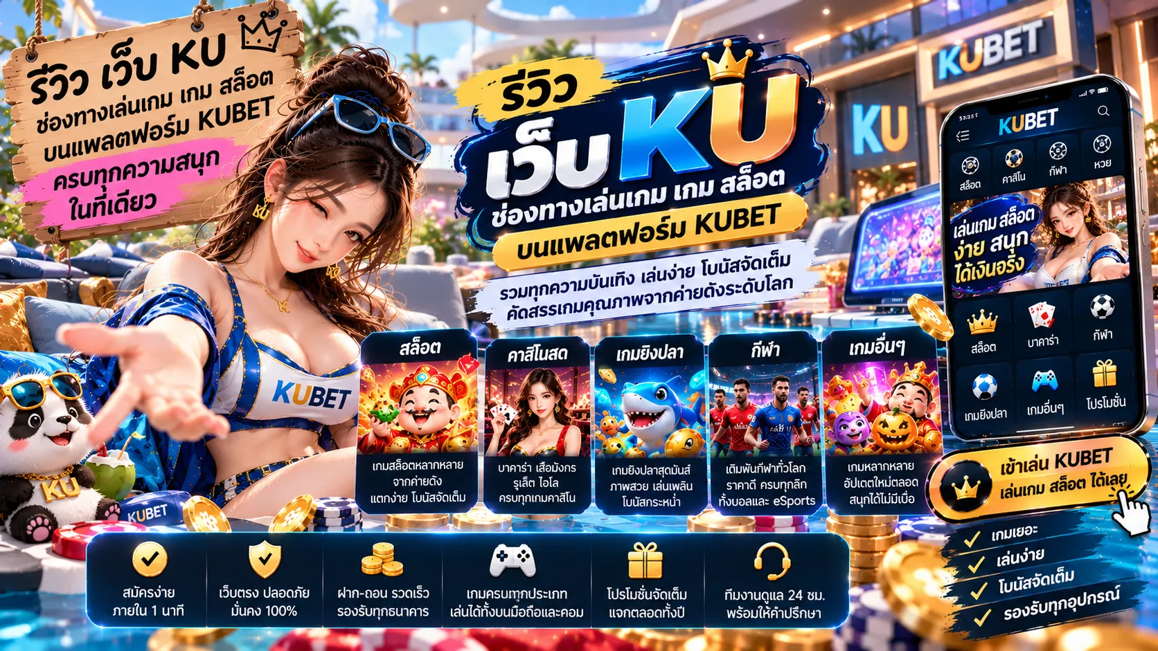 รีวิว เว็บ ku ช่องทาง เล่น เกม เกม สล็อต บนแพลตฟอร์ม kubet